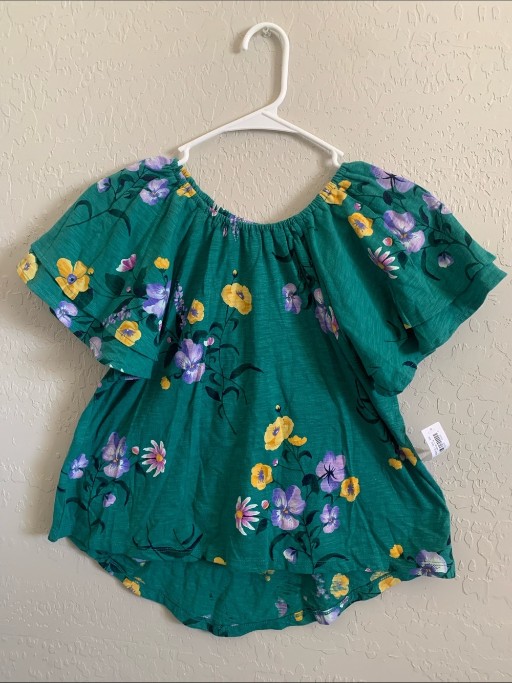 Old Navy Green Floral Off-Shoulder Blouse